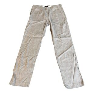 Theory Linen Pants Pull On Women's Size 6/30x26 khaki Mid Rise